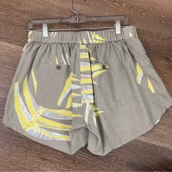 Patagonia garden island tie front gray yellow linen shorts M - Picture 3 of 6